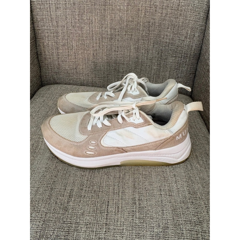 Municipal Origin Mens Sneakers Cream Tan Low Top Mesh Suede Trainers Sz 11.5